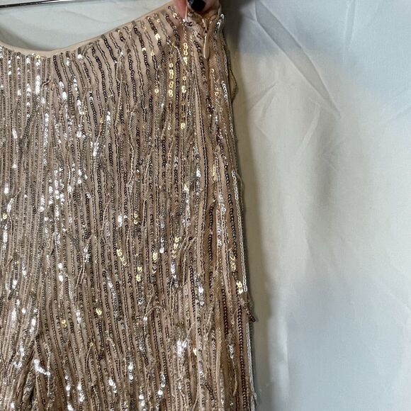 NWT GUESS Heidi Sequin Fringe Wide Leg Pants Womens SIZE MEDIUM Pearl NYE Shiny - Picture 7 of 16